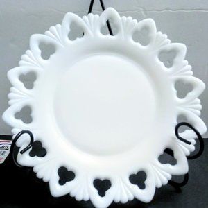 Damaged Antique Milk Glass Lace Edge Plate